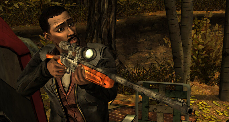 Man Holding Rifle — Brown, Tense, Afternoon