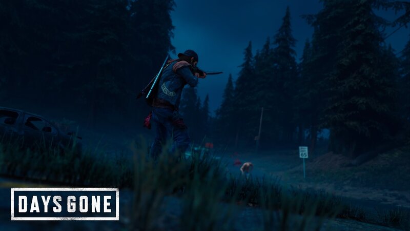 Man Holding Rifle in Forest — Blue