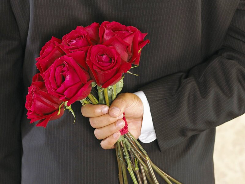 Man Holding Roses — Red, Romantic