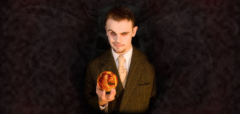 man holding screaming orb