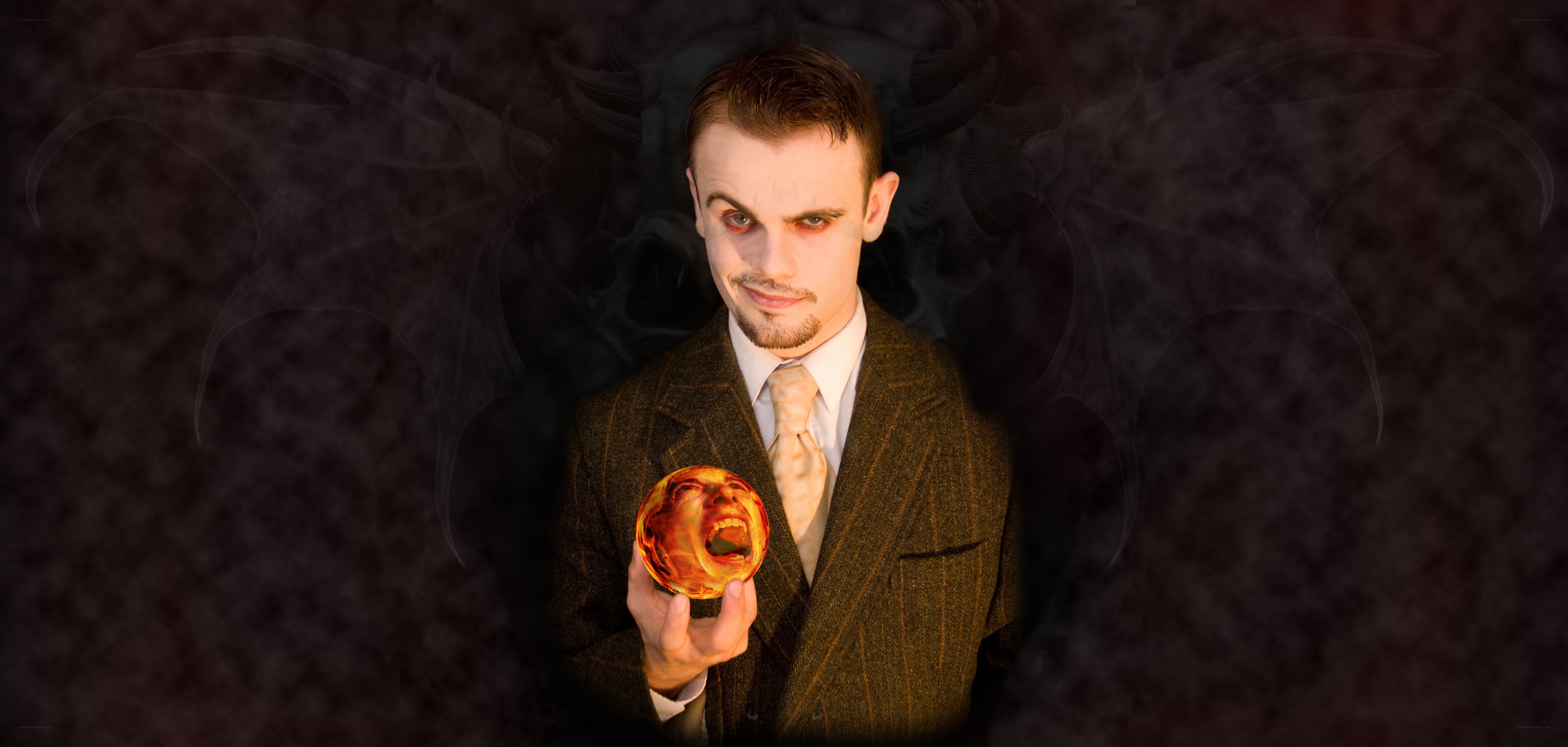 man holding screaming orb