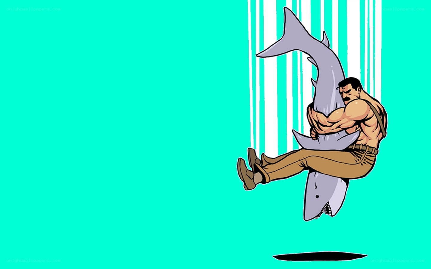 man holding shark in cartoon