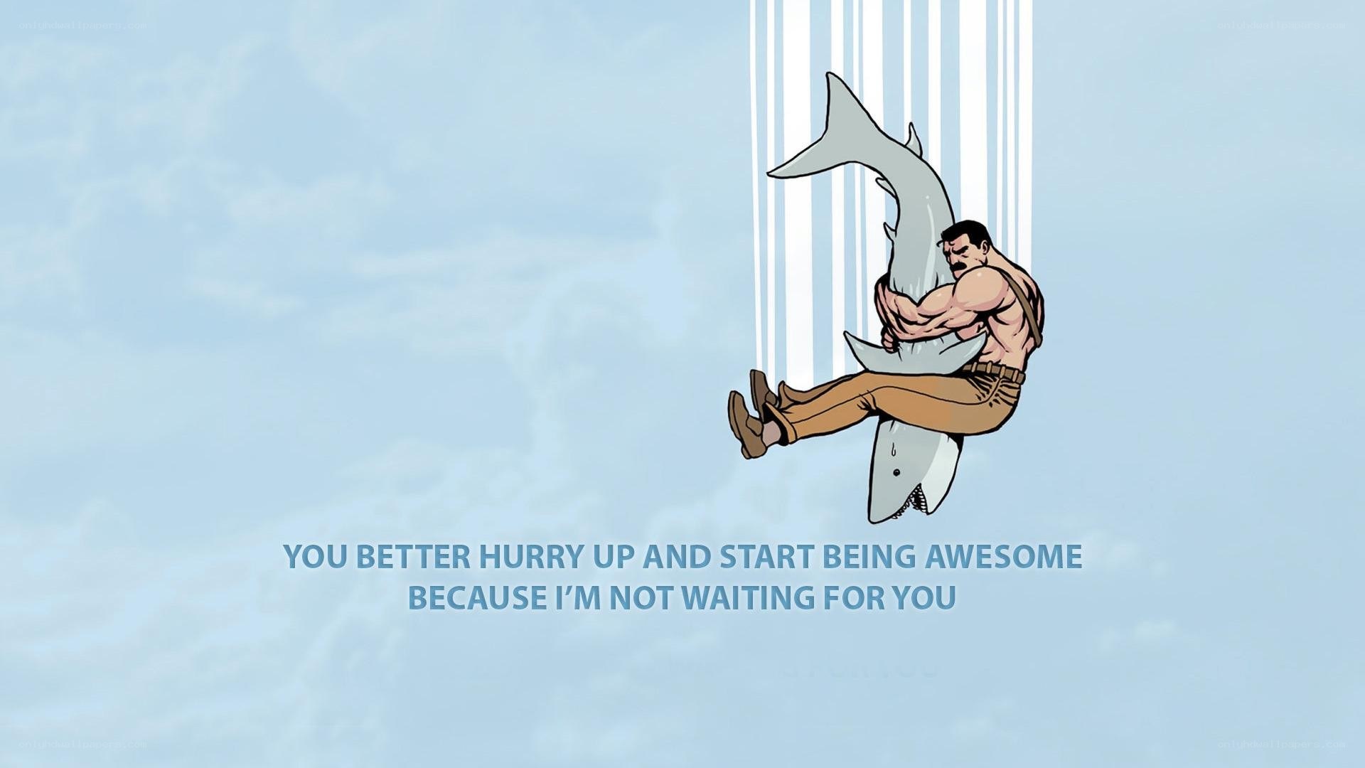 man holding shark in sky