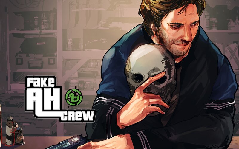Man Holding Skull — Brown, Dramatic, Digital Art