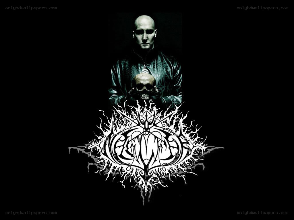 man holding skull with logo