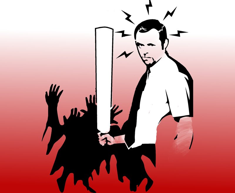man holding sword against shadowy figures