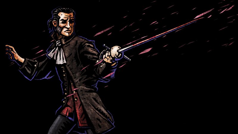 Man Holding Sword — Black, Dramatic, Illustration