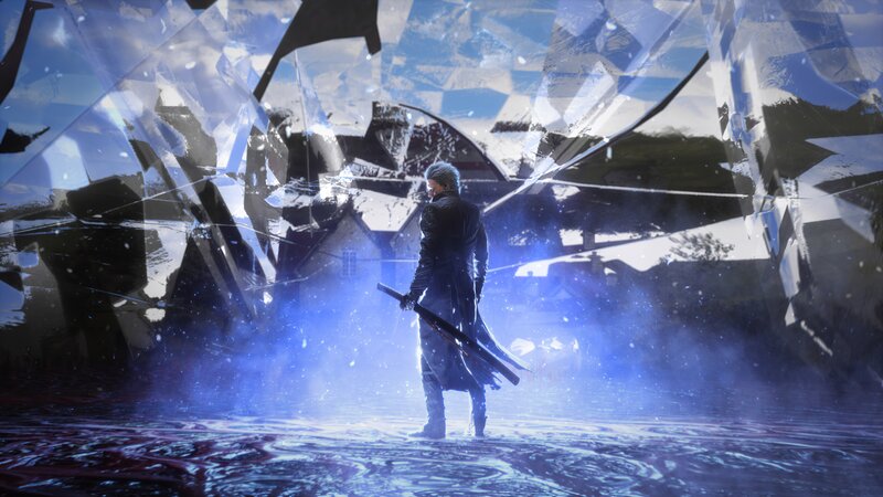 Man Holding Sword in Water