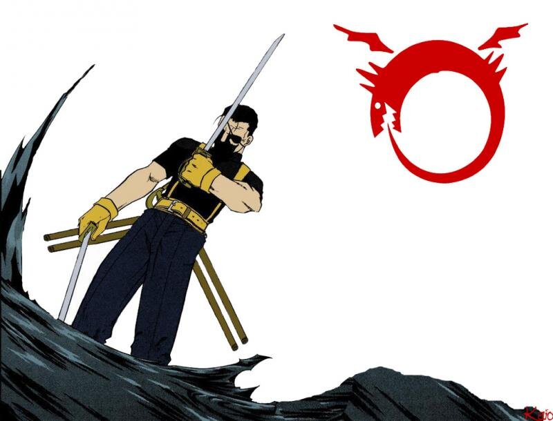 Man Holding Swords — Black