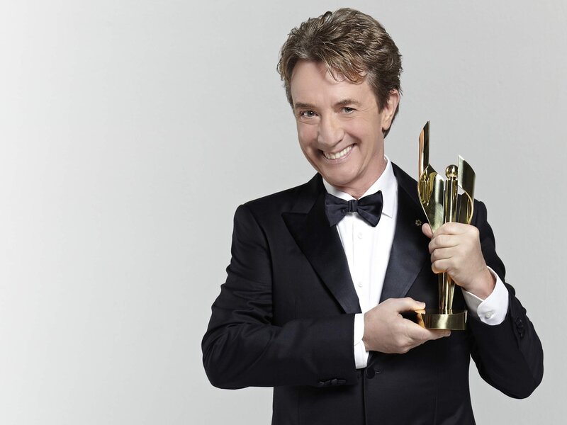 Man Holding Trophy — Black, Happy