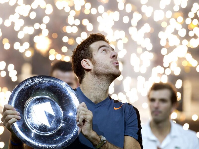 Man Holding Trophy — Blue, Celebratory, Night