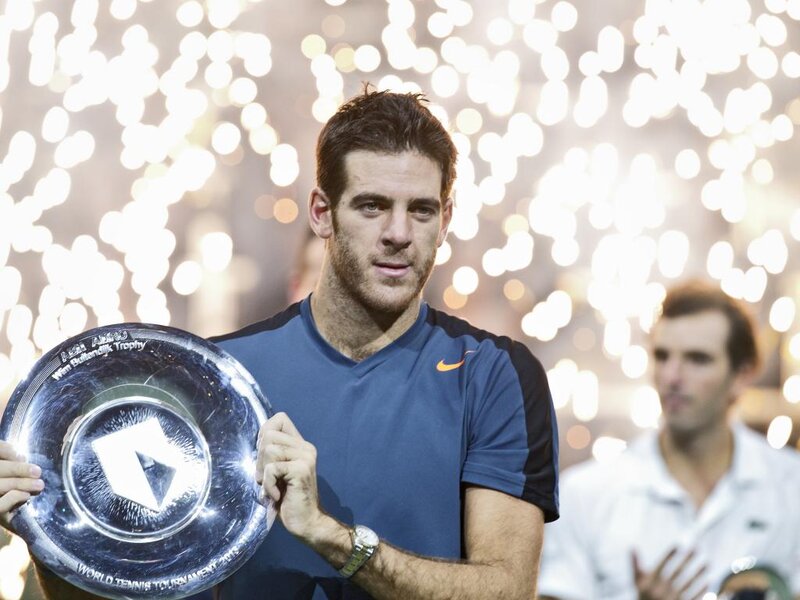 Man Holding Trophy — Blue, Celebratory