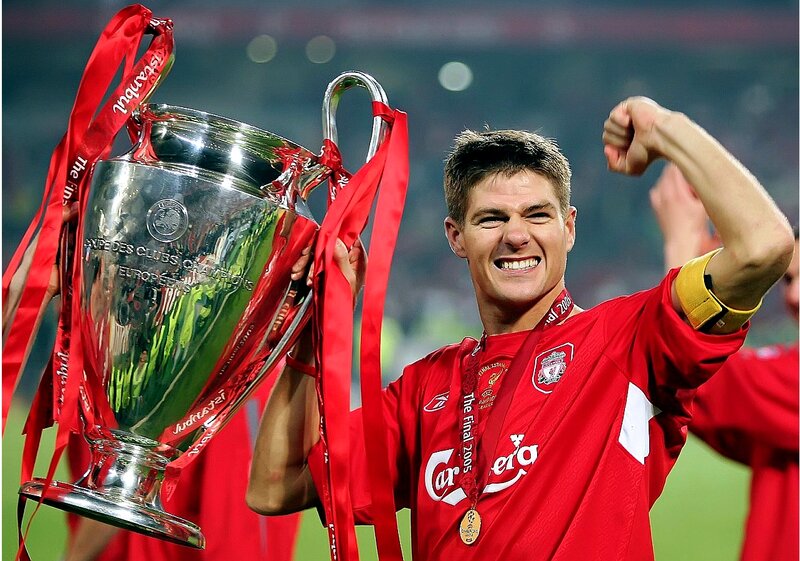 Man Holding Trophy — Red, Celebratory