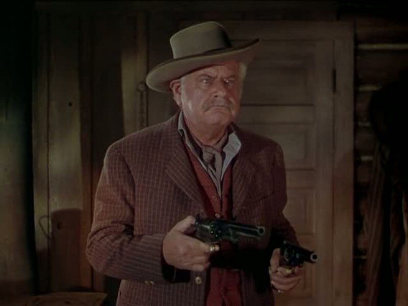 Man Holding Two Guns — Brown, Tense