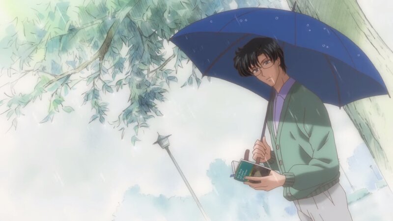 Man Holding Umbrella — Blue, Calm