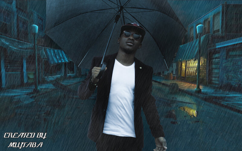 Man Holding Umbrella — Blue