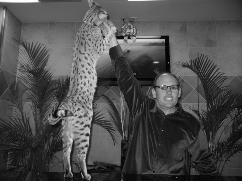 Man holding up a cat