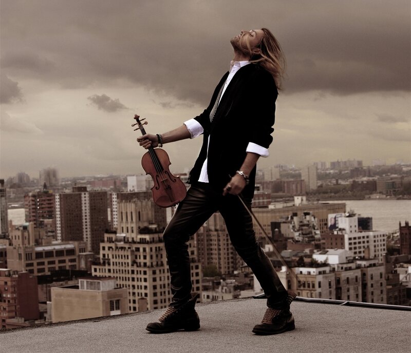Man Holding Violin — Black, Dramatic