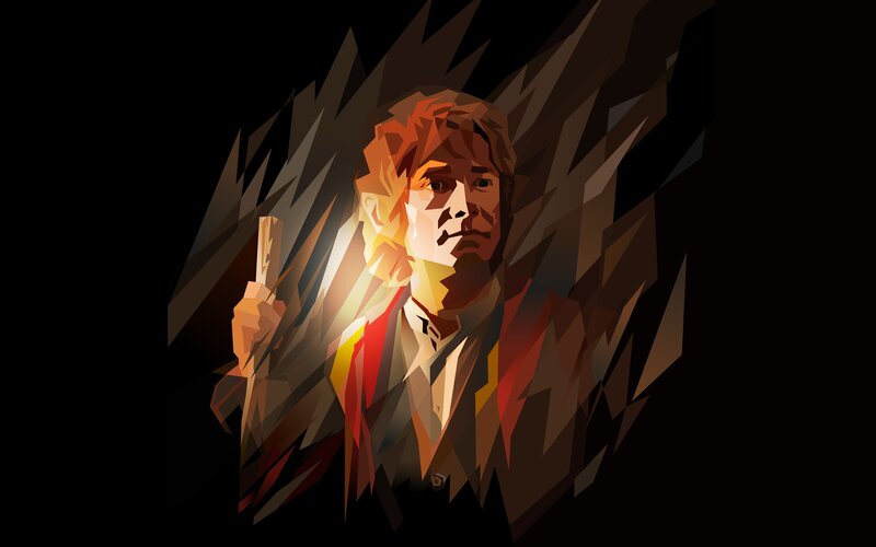 Man Holding Wand — Black, Dramatic, Digital Art