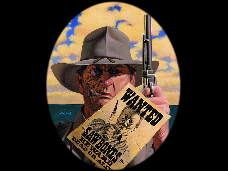 Man Holding Wanted Poster — Yellow
