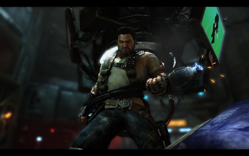 Man Holding Weapon — Gray, Dark