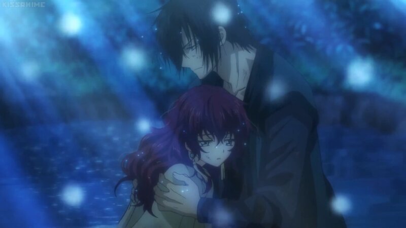 Man Holding Woman — Blue, Dramatic, Night, Anime, Snow