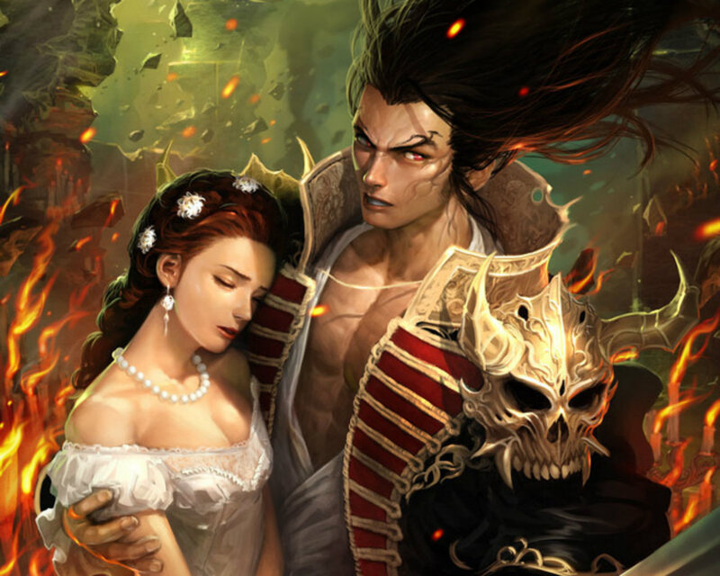 Man Holding Woman in Flames