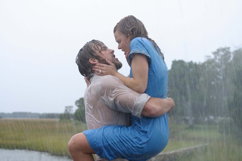 Man Holding Woman in Rain