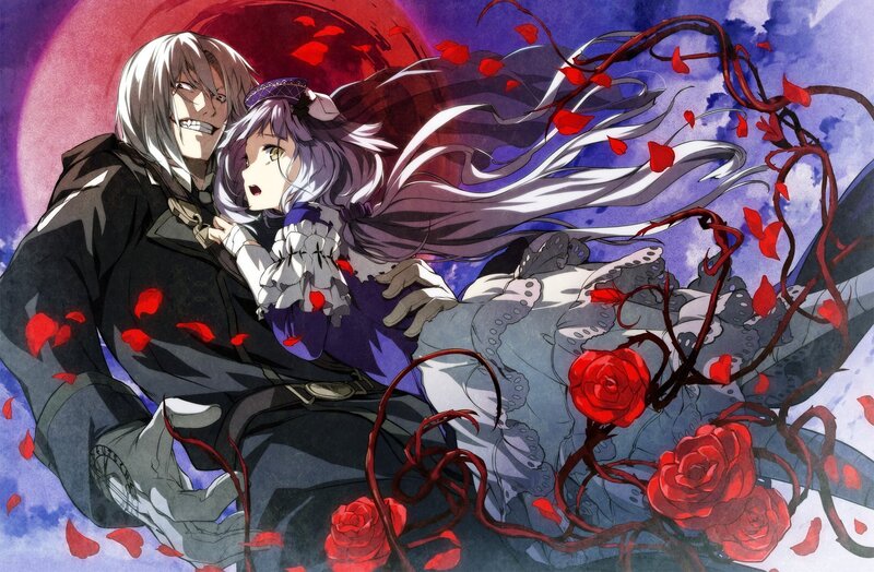 Man Holding Woman — Purple, Dramatic, Night, Anime