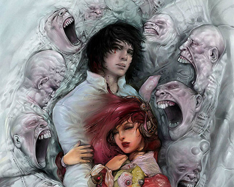 Man Holding Woman — White, Dramatic, Intense