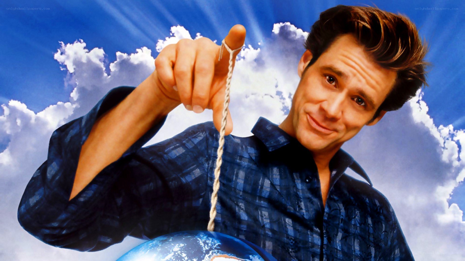 man holding world on string