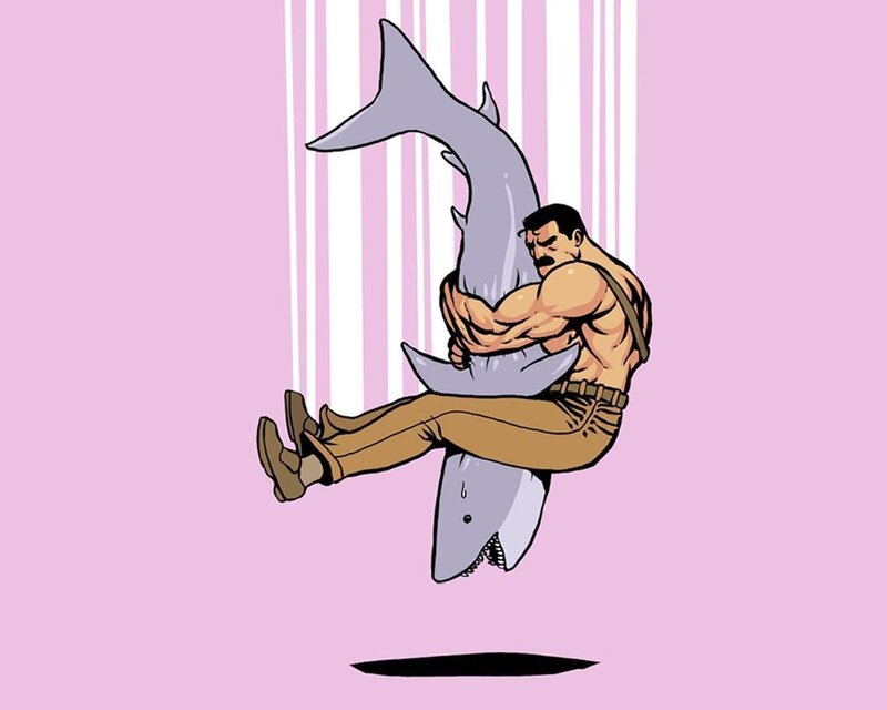Man hugging a shark