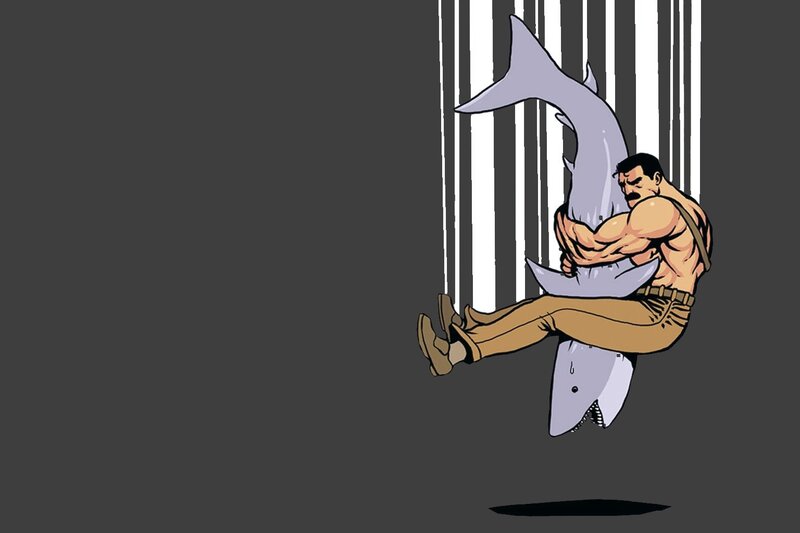 Man hugging a shark