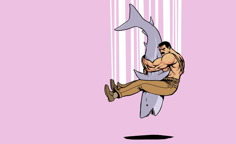 Man Hugging Shark — Pink