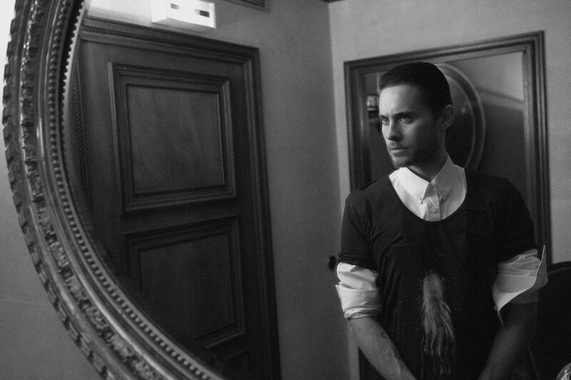 man in a black and white photo
