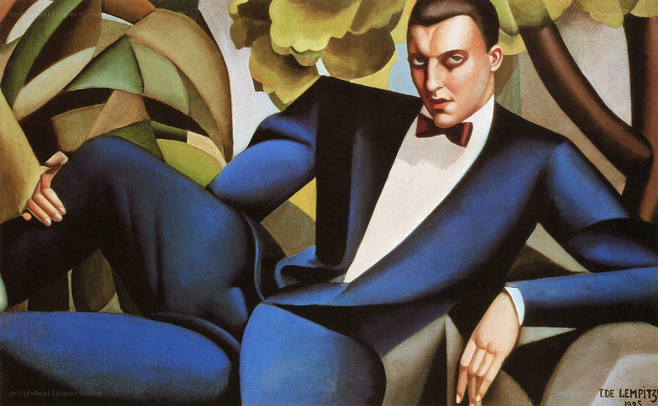 Man in a blue tuxedo