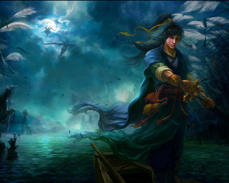 Man in a Boat — Blue, Dramatic, Night
