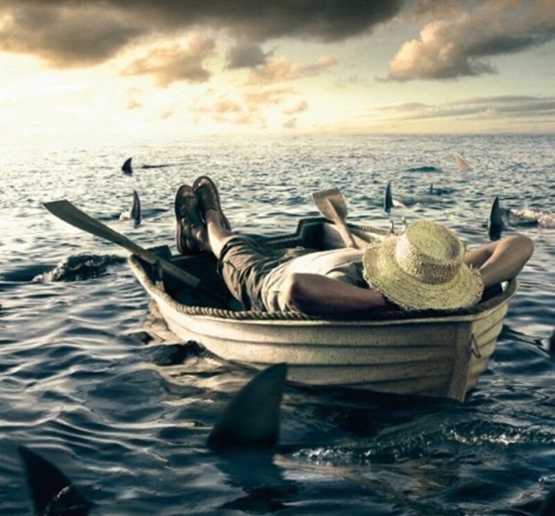 Man in a Boat — Blue, Dramatic