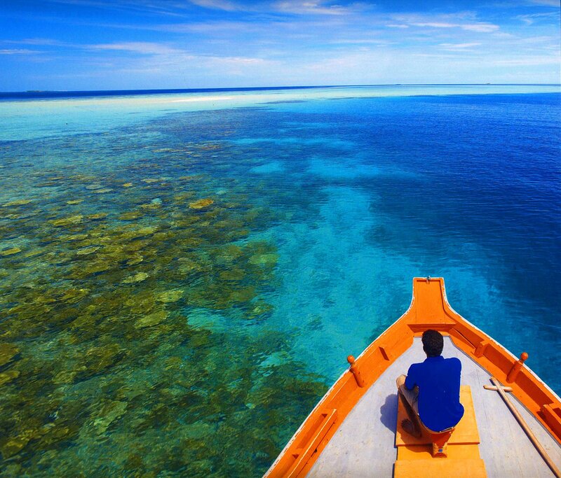 Man in a Boat — Blue, Serene