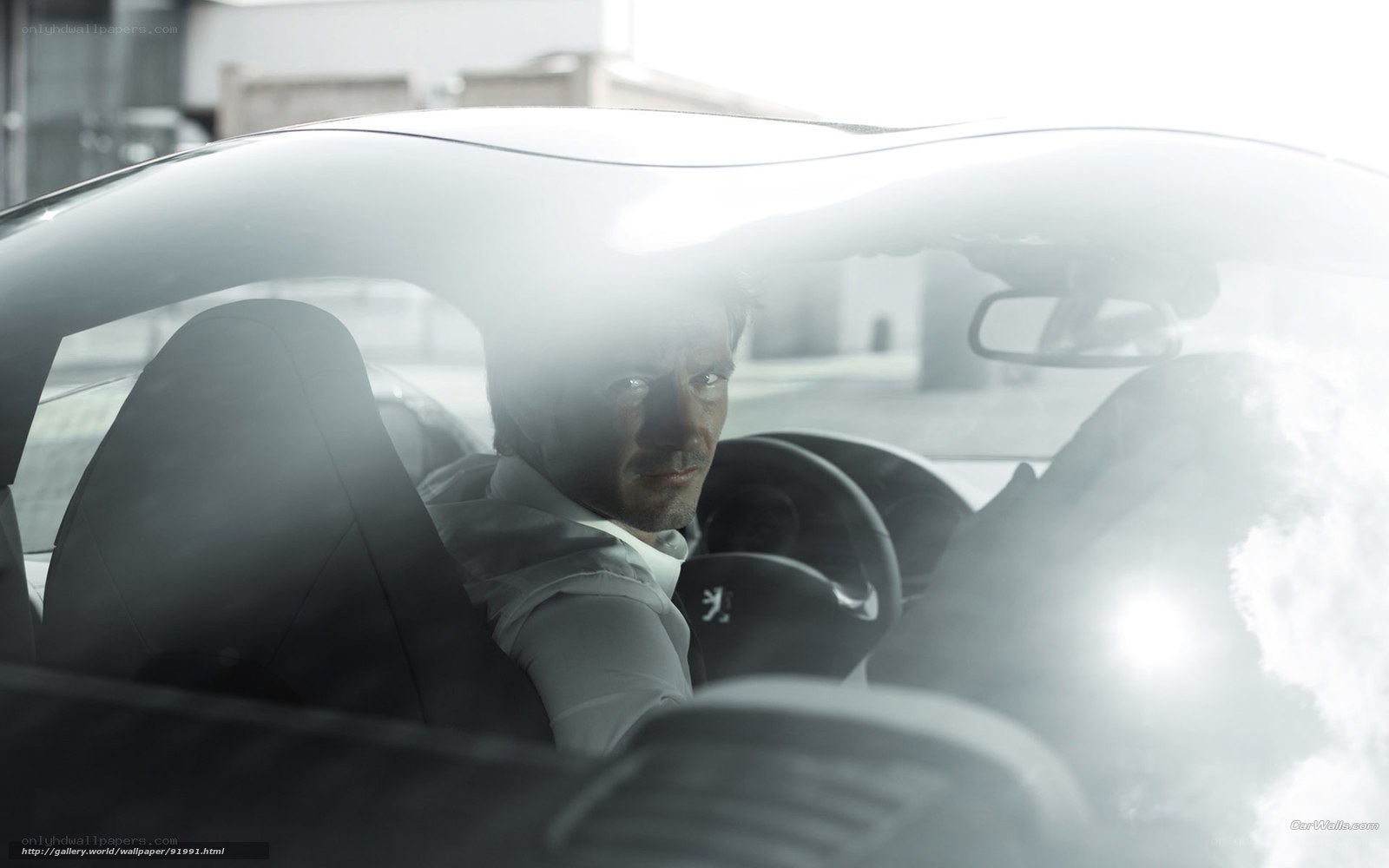 Man in a car interior