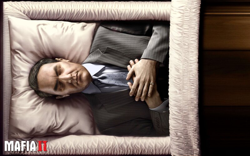 Man in a coffin