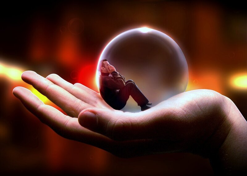 Man in a crystal ball