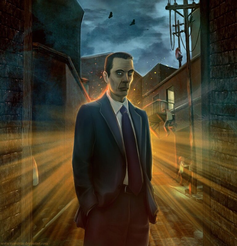 Man in a dark alley