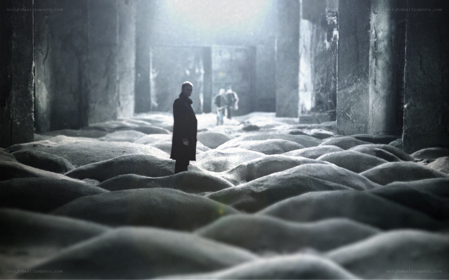 Man in a desolate corridor