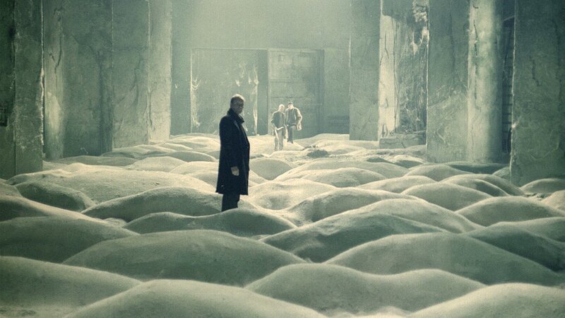 Man in a desolate landscape