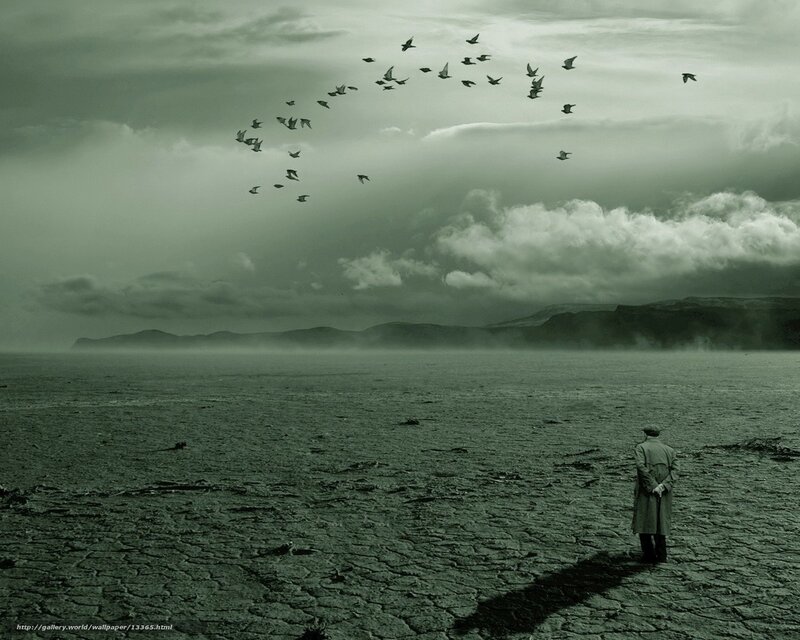 Man in a desolate landscape