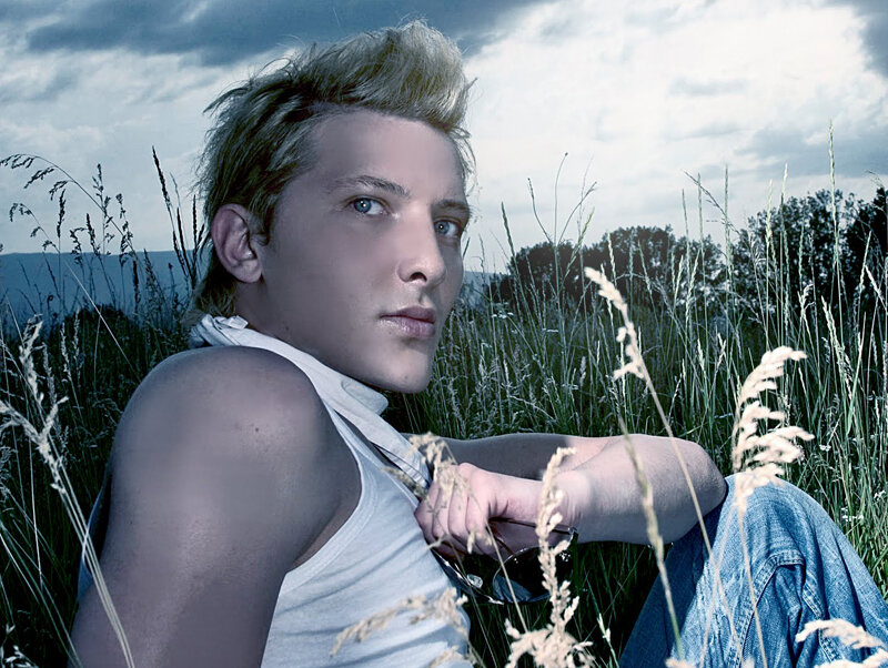 man in a field