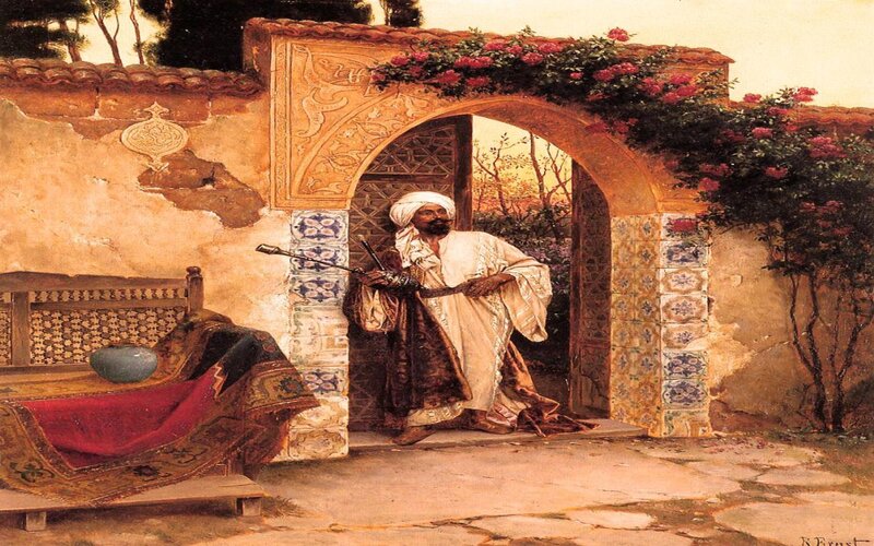 Man in a garden archway