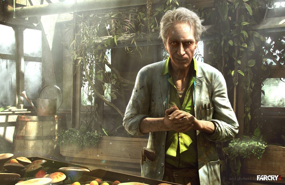 Man in a greenhouse