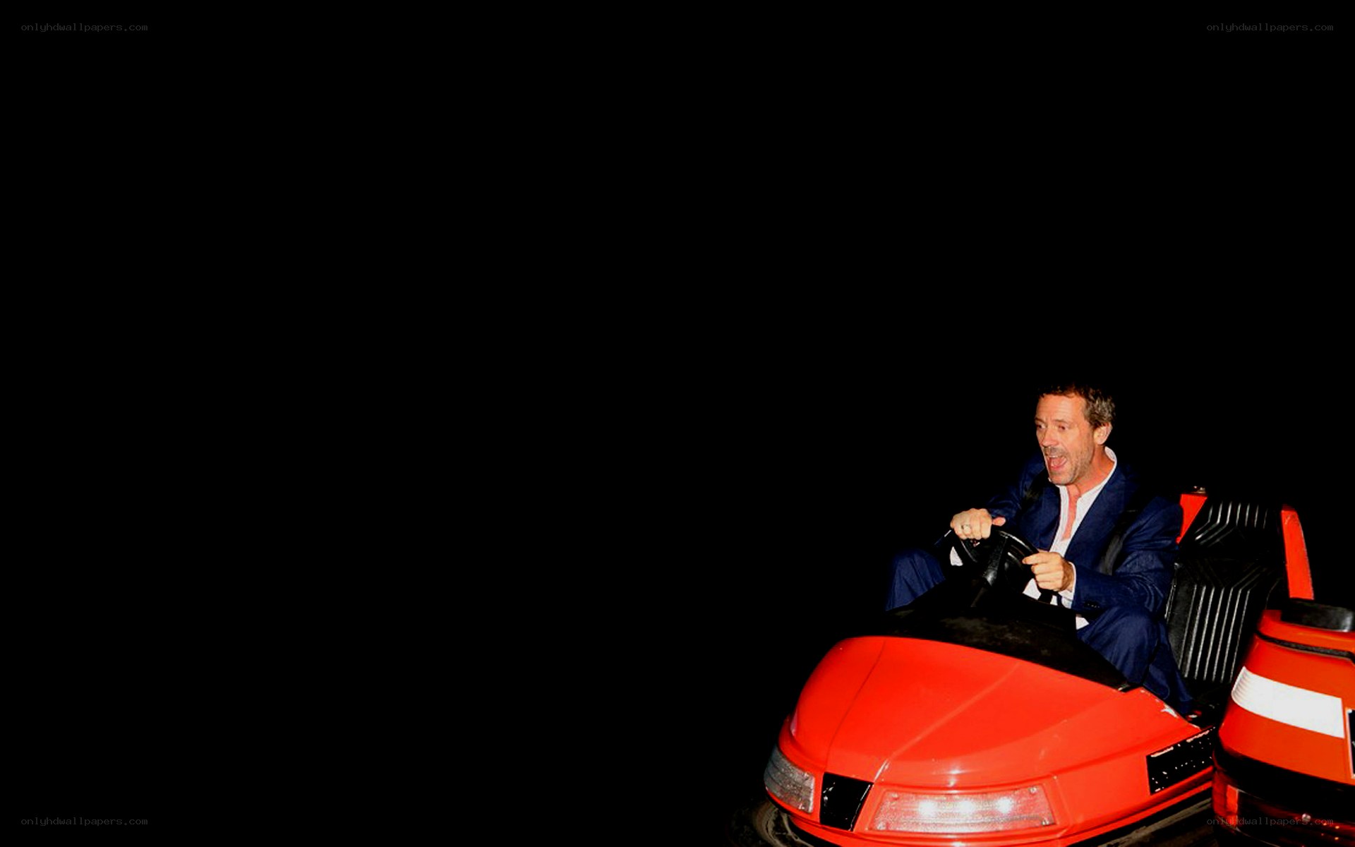 Man in a red bumper car